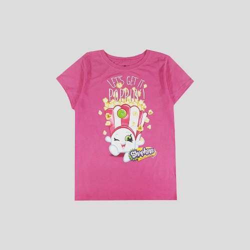 샵킨즈 핑크 팝콘 프린팅 반팔 티셔츠  SIZE WOMANS S