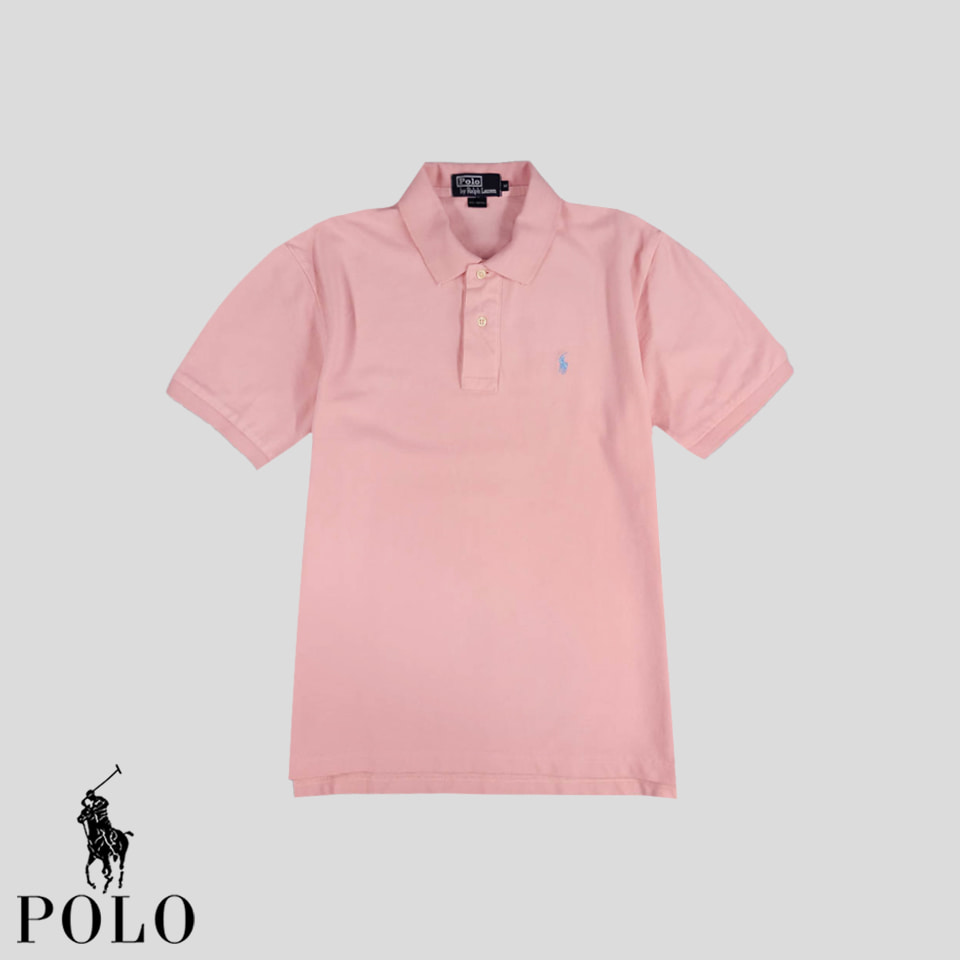 폴로랄프로렌 핑크 스카이블루 심플포니 코튼100PK 피케이 카라넥 반팔 티셔츠 M