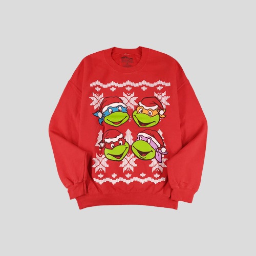 TEENAGE MUTANT NINJA TURTLES 레드 눈꽃 크리스마스 닌자 거북이 맨투맨티셔츠  SIZE XL