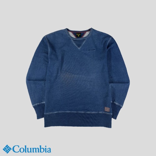 콜롬비아 피그먼트 블루 자수로고 코튼 스웻 맨투맨 티셔츠  SIZE L