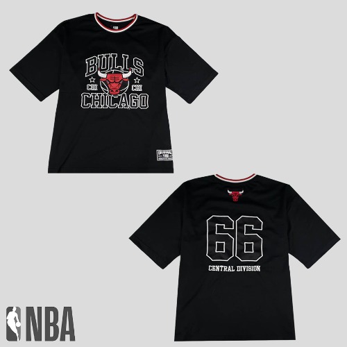 NBA 엔비에이 블랙 시카고 불스 빅로고 폴리 메쉬 져지 유니폼 반팔 티셔츠  SIZE XL