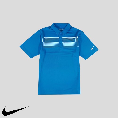 나이키 골프 블루 사이드 스우시 드라이핏 PK 피케이 카라넥 폴리 기능성 반팔 티셔츠  SIZE M
