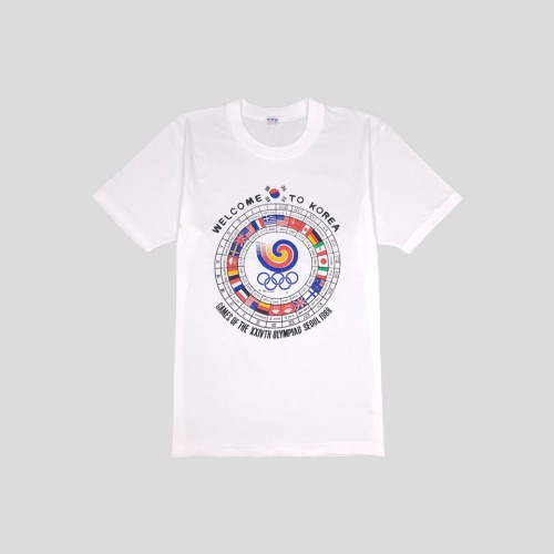 1988 서울올림픽 화이트 세계 올림픽 프린팅 반팔 티셔츠  SIZE S