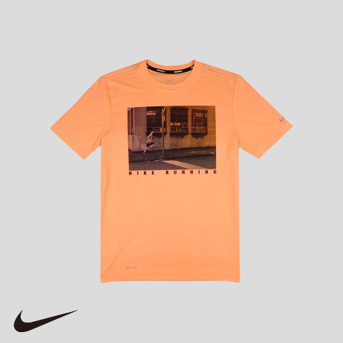 나이키 네온오렌지 러닝 프린팅 드라이핏 반팔 티셔츠  SIZE S
