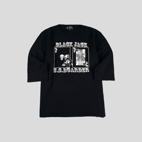 U.S BOARDER KIXX 블랙 트럼프카드 조커 프린팅 7부 맨투맨 티셔츠  SIZE M