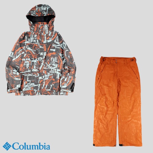 콜롬비아 네이비 오렌지 패턴 멀티포켓 스키복 스키점퍼 셋업  SIZE L