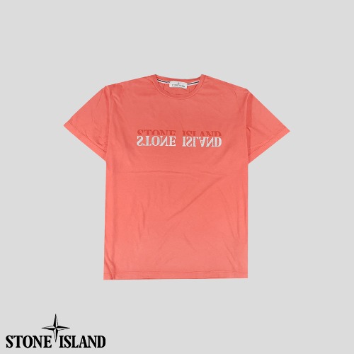 스톤아일랜드 핑크 로고프린팅 코튼 라운드넥 반팔 티셔츠  SIZE XL