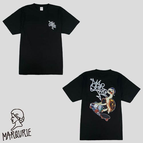 MARQURIE 말퀴리 블랙 스케이팅 부기 반팔 티셔츠 by FINN