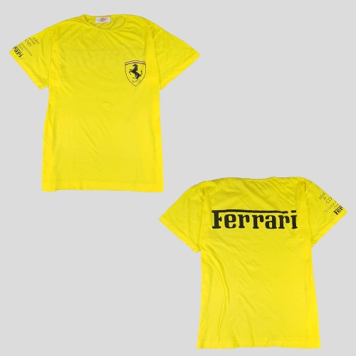 ALPHACUBIC 옐로우 페라리 멀티프린팅 코튼 반팔 티셔츠  SIZE M