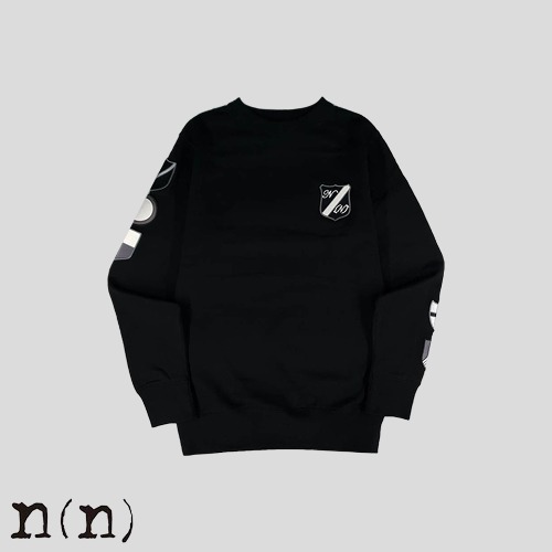 NUMBER (N)INE 넘버나인 블랙 엠블럼 멀티패치 스웻 맨투맨 티셔츠 MADE IN JAPAN  SIZE M