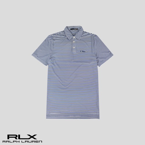 폴로랄프로렌 RLX 블루 화이트 스트라이프 기능성 반팔 티셔츠  SIZE L