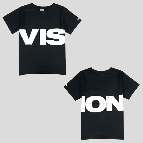 VISION STREET WEAR 비전스트릿웨어 블랙 빅스펠아웃 코튼 반팔 티셔츠  SIZE M