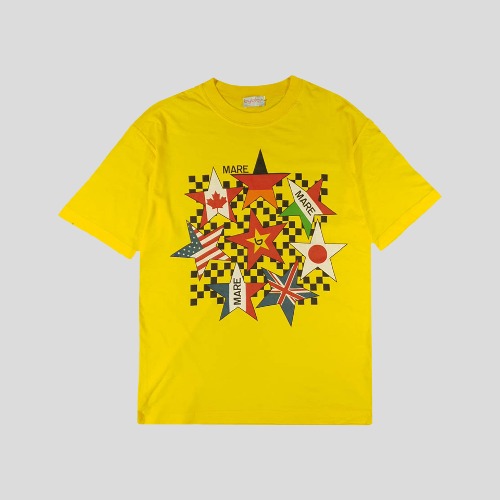 BEACHWEAR 옐로우 국기 프린팅 코튼 반팔 티셔츠 MADE IN ITALY  SIZE M