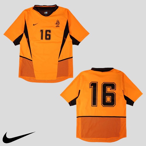나이키 오렌지 블랙 02 네덜란드 대표팀 16 넘버 홈킷 축구져지 레플리카 유니폼 블록코어 반팔 티셔츠  SIZE M