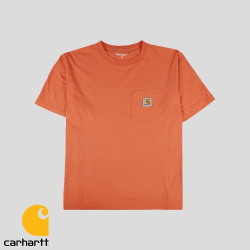 칼하트 WIP 오렌지 체스트포켓 코튼 반팔 티셔츠  SIZE M