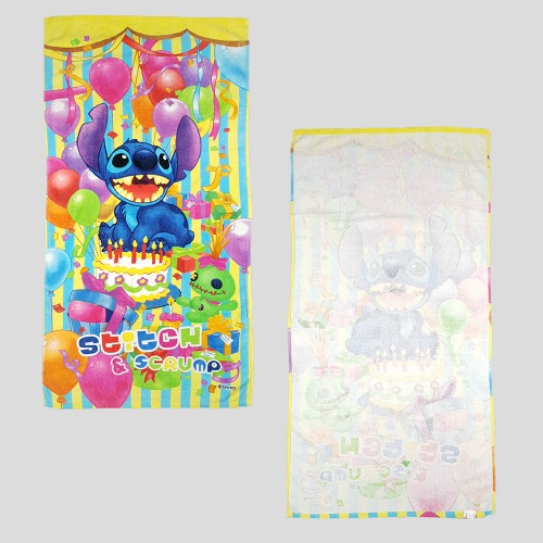 디즈니 릴로 &amp; 스티치 블루 옐로우 멀티컬러 birthday 비치타올 배스타올 패브릭포스터