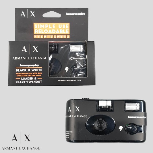 아르마니익스체인지 X 로모그래픽 블랙 블랙 앤 화이트 심플 유즈 35MM 필름 카메라 토이카메라