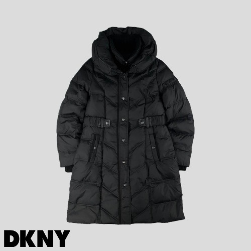 DKNY 디케이엔와이 블랙 모크넥 오리털 덕다운 롱 패딩 점퍼 M