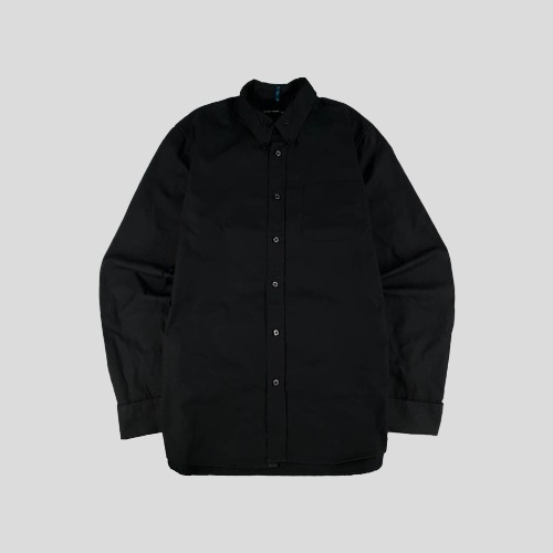 CUSTOM CULTURE 피그먼트 블랙 체스트포켓 스트릿 고딕 코튼100 버튼다운 남방 셔츠 L