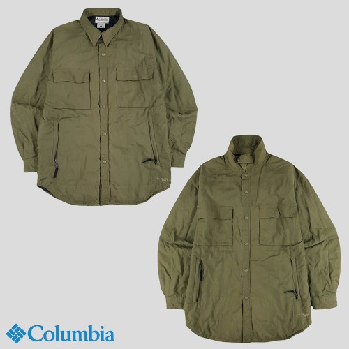 콜롬비아 콜럼비아 GRT 카키 올리브 폴리 투포켓 트래킹 하이킹 패디드 남방 셔츠 L