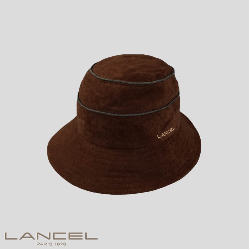 LANCEL 란셀 브라운 그레이 라이닝 폴리 벙거지 버킷햇 54.5(S)