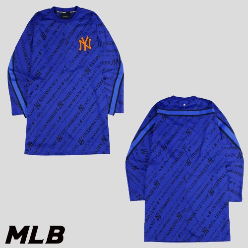 MLB 엠엘비 블루 뉴욕양키즈 패턴 기능성 긴팔 티셔츠 롱슬리브 원피스 WOMANS M