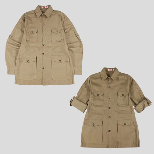 빈티지 베이지 포포켓 아메카지 밀리터리 코튼100 전투복 컴뱃셔츠 남방 셔츠 M-L