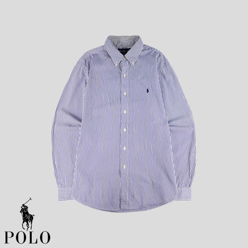 폴로랄프로렌 화이트 블루 블루포니 스트라이프 버튼다운 커스텀핏 코튼100 남방 셔츠 L