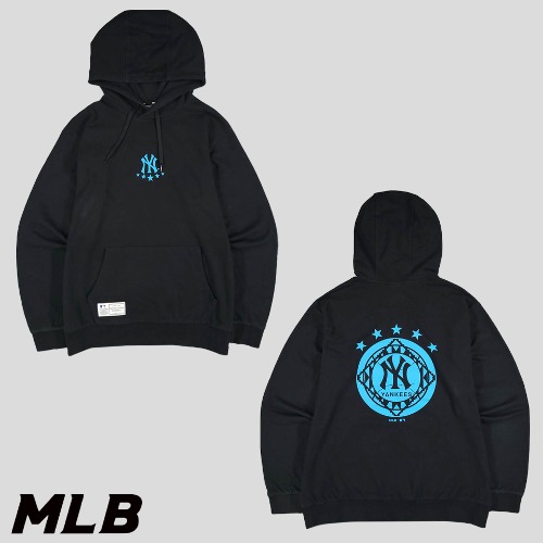 MLB 엠엘비 블랙 미드로고프린팅 백프린팅 뉴욕양키즈 스웻 후드 티셔츠 XL