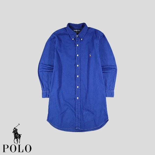 폴로랄프로렌 블루 화이트 스티치 멀티포니 코튼100 YARMOUTH 야머스핏 남방 셔츠 원피스 WOMANS M