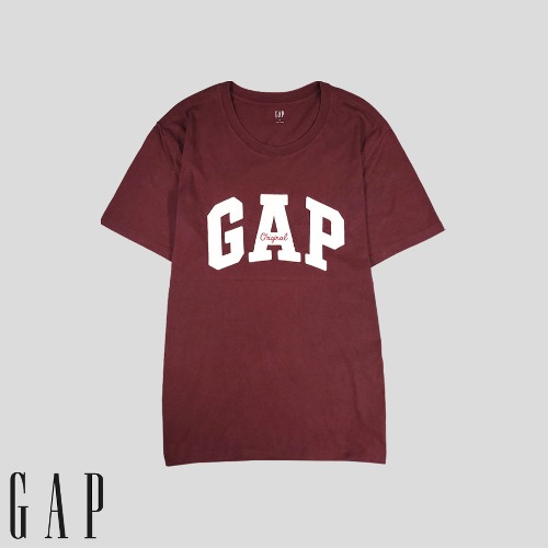 GAP 갭 오리지널 버건디 화이트 로고패치 코튼100 반팔 티셔츠 XL