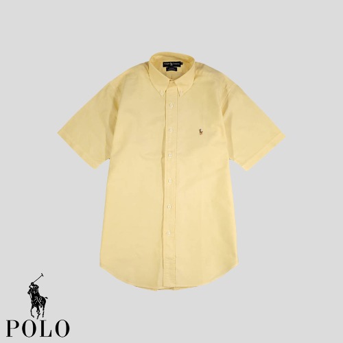 폴로랄프로렌 JP 옐로우 멀티포니 버튼다운 블레이크 클래식 아메카지 코튼100 반팔셔츠 하프셔츠 M