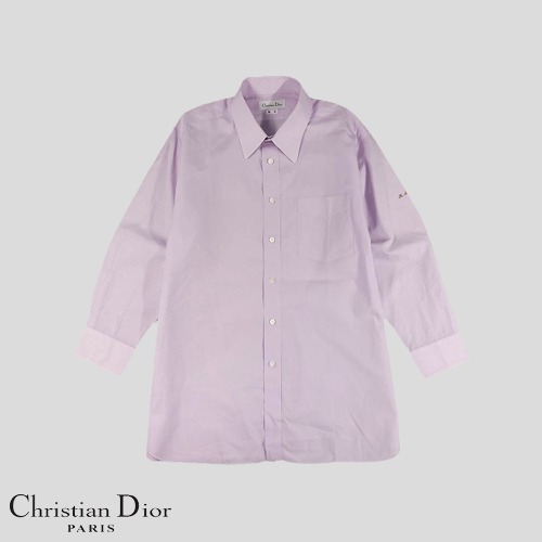 크리스찬 디올 퍼플 라벤더 체스트포켓 클래식 코튼100 드레스셔츠 남방 셔츠 M