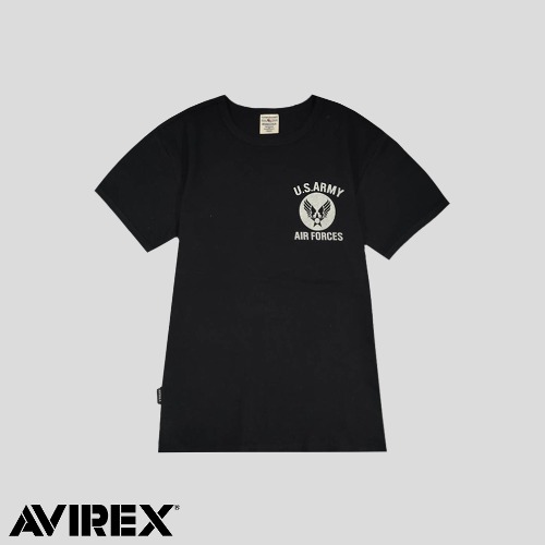아비렉스 블랙 화이트 미공군 프린팅 밀리터리 아메카지 코튼 골지 반팔 티셔츠 S