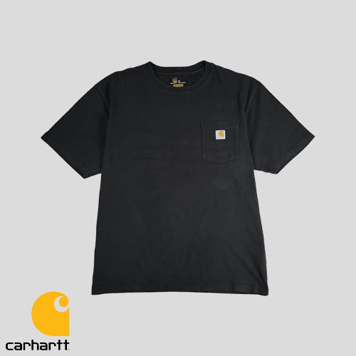 칼하트 피그먼트 블랙 체스트포켓 오리지널핏 헤비코튼 코튼100 반팔 티셔츠 XL
