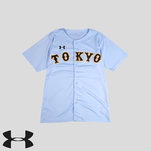 언더아머 스카이 블루 소라 상아색 블랙 옐로우 요미우리 자이언츠 도쿄 논마킹 레플리카 야구져지 반팔셔츠 하프셔츠 L