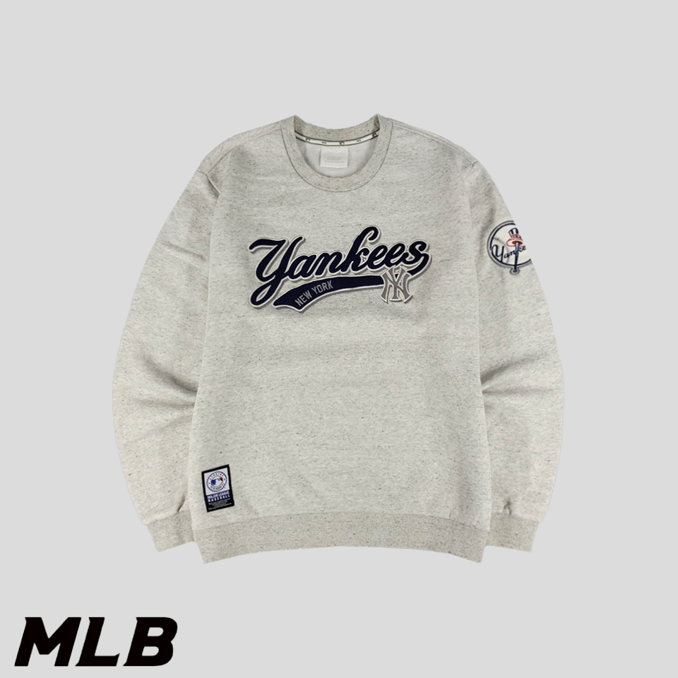 MLB 엠엘비 멜란지 그레이 뉴욕양키즈 코튼 기모 스웻 맨투맨 티셔츠 L