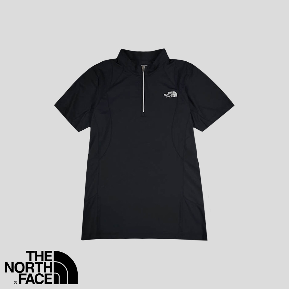 노스페이스 블랙 하프집업 반집업 K-TEKWARE 기능성 나일론 폴리 반팔 티셔츠 M