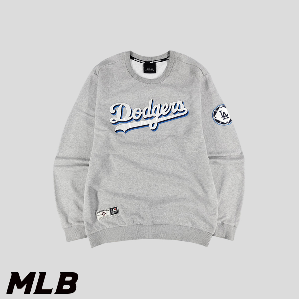 MLB 엠엘비 그레이 LA다저스 암패치 라운드넥 스웻 맨투맨 티셔츠 L-XL