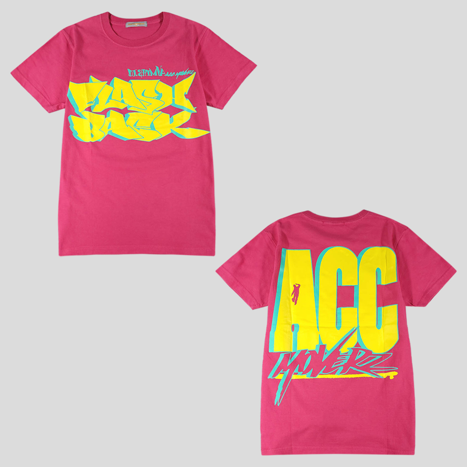 ASIAN CAN CONTROLERZ 핑크 옐로우 그래피티 빅프린팅 코튼100 반팔 티셔츠 WOMANS M