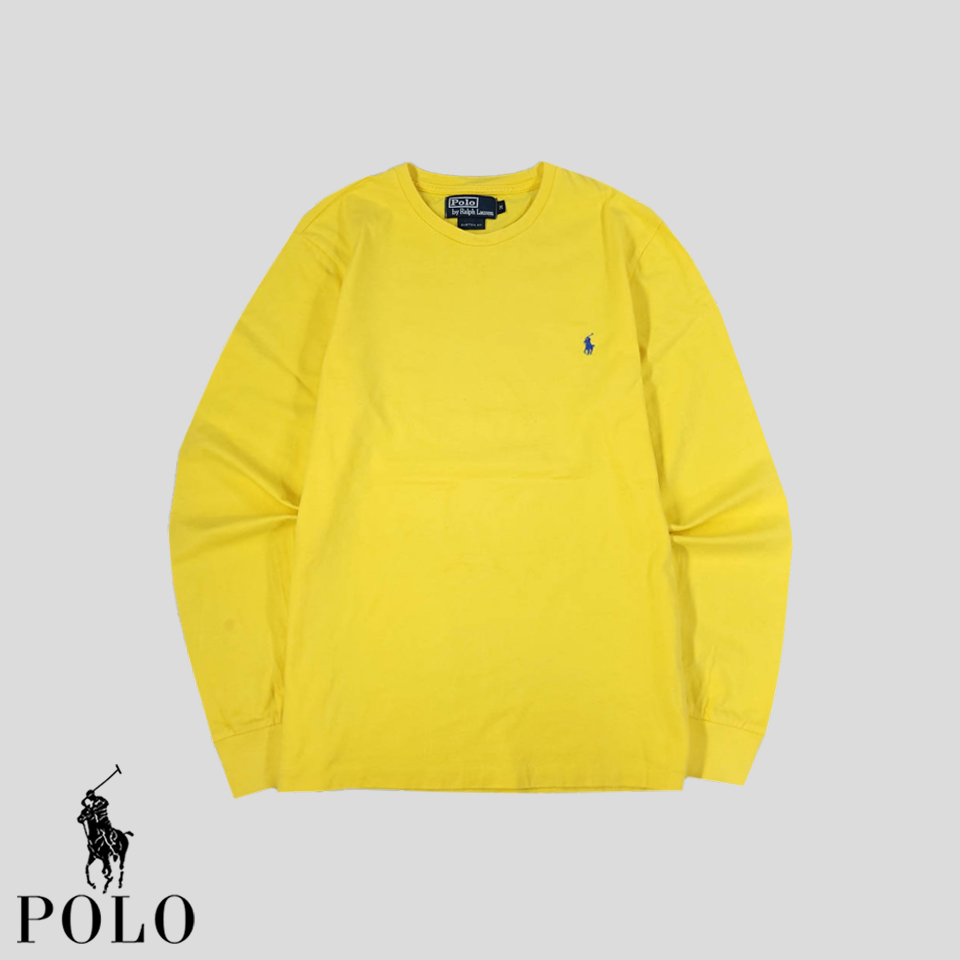 폴로랄프로렌 옐로우 블루포니 커스텀핏 코튼100 긴팔 티셔츠 롱슬리브 S