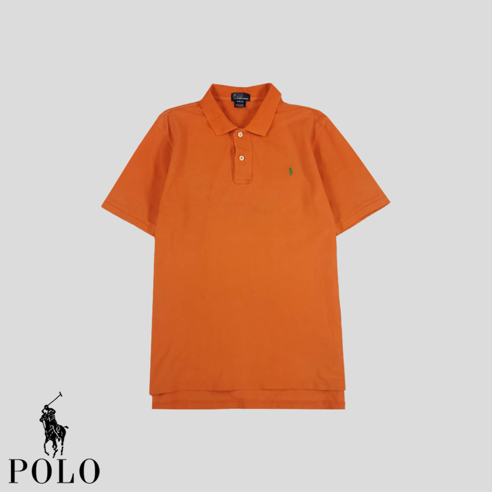 폴로랄프로렌 오렌지 그린포니 커스텀핏 코튼100 카라넥 PK 피케 반팔 티셔츠 S