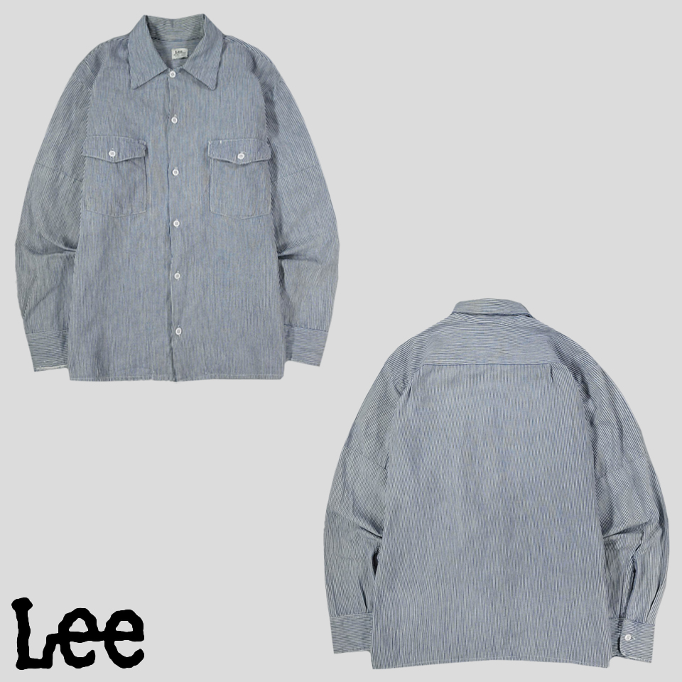 LEE 리 90s 히코리 스트라이프 투포켓 코튼100 남방 셔츠 MADE IN USA M