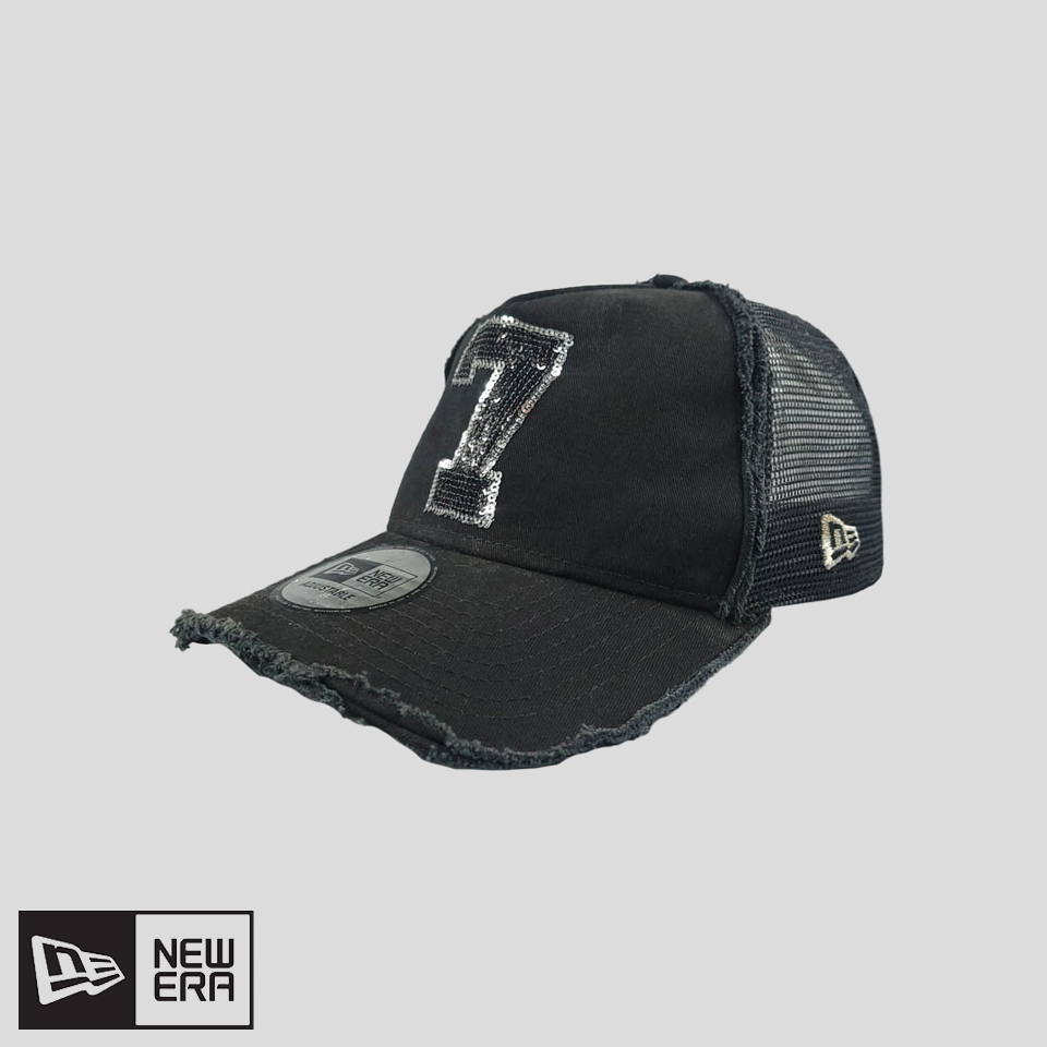 뉴에라 블랙 7 스팽글 Y2K 펑키 락시크 메쉬캡 트러커캡 모자 FREE