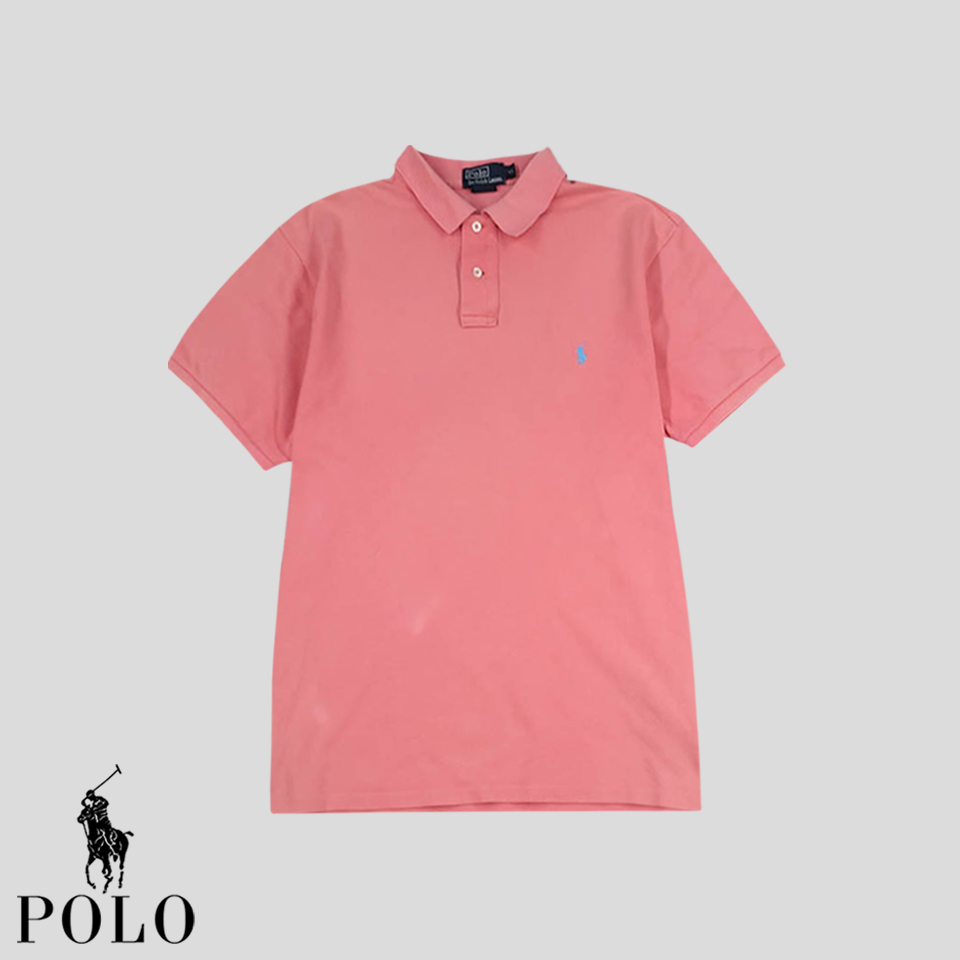 폴로랄프로렌 핑크 블루포니 카라넥 PK 피케 커스텀핏 코튼 반팔 티셔츠 XL