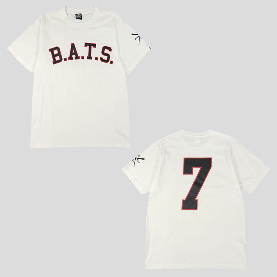 AND SUNS 화이트 블랙 야구 베이스볼 7넘버 프린팅 코튼100 반팔 티셔츠 MADE IN JAPAN M