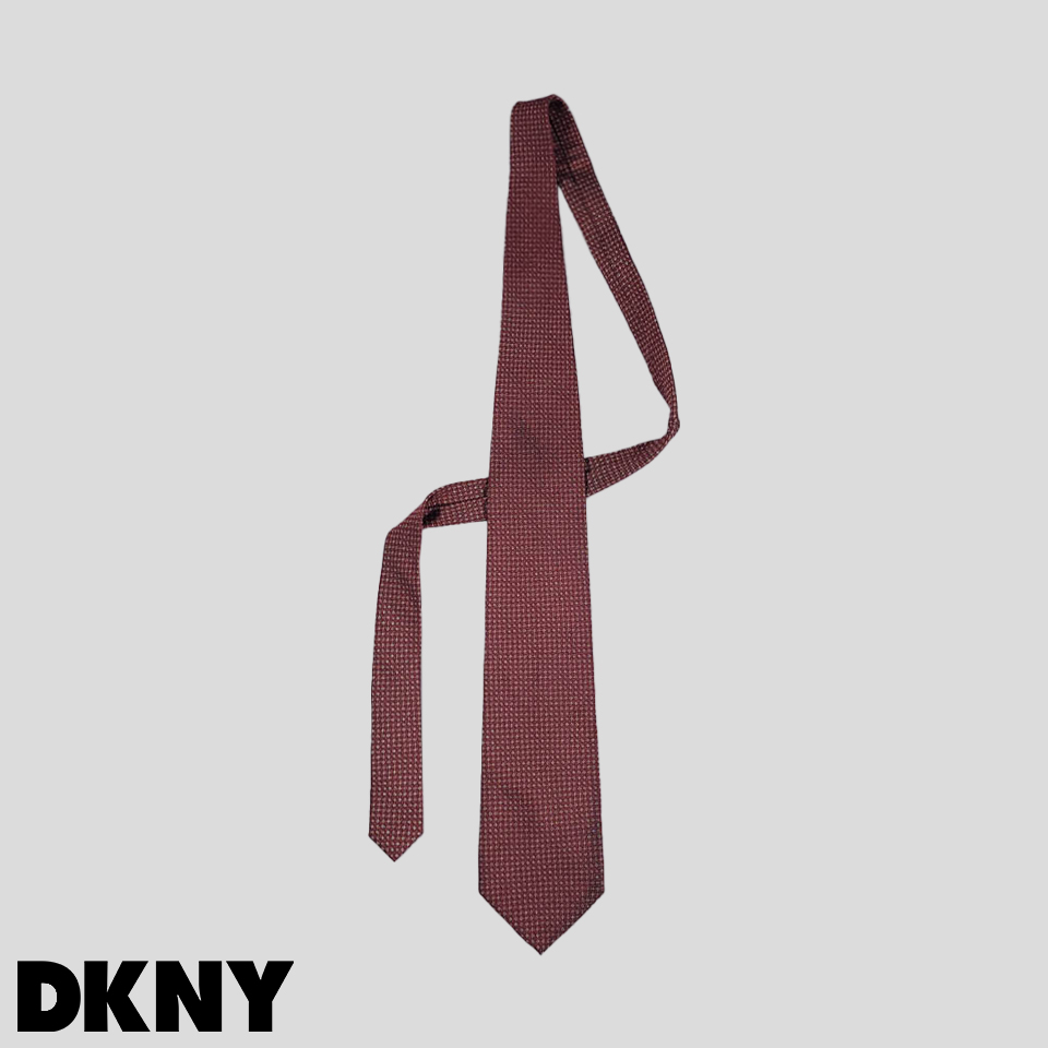 DKNY 디케이앤와이 버건디톤 패턴 실크100 넥타이 MADE IN JAPAN 8.5