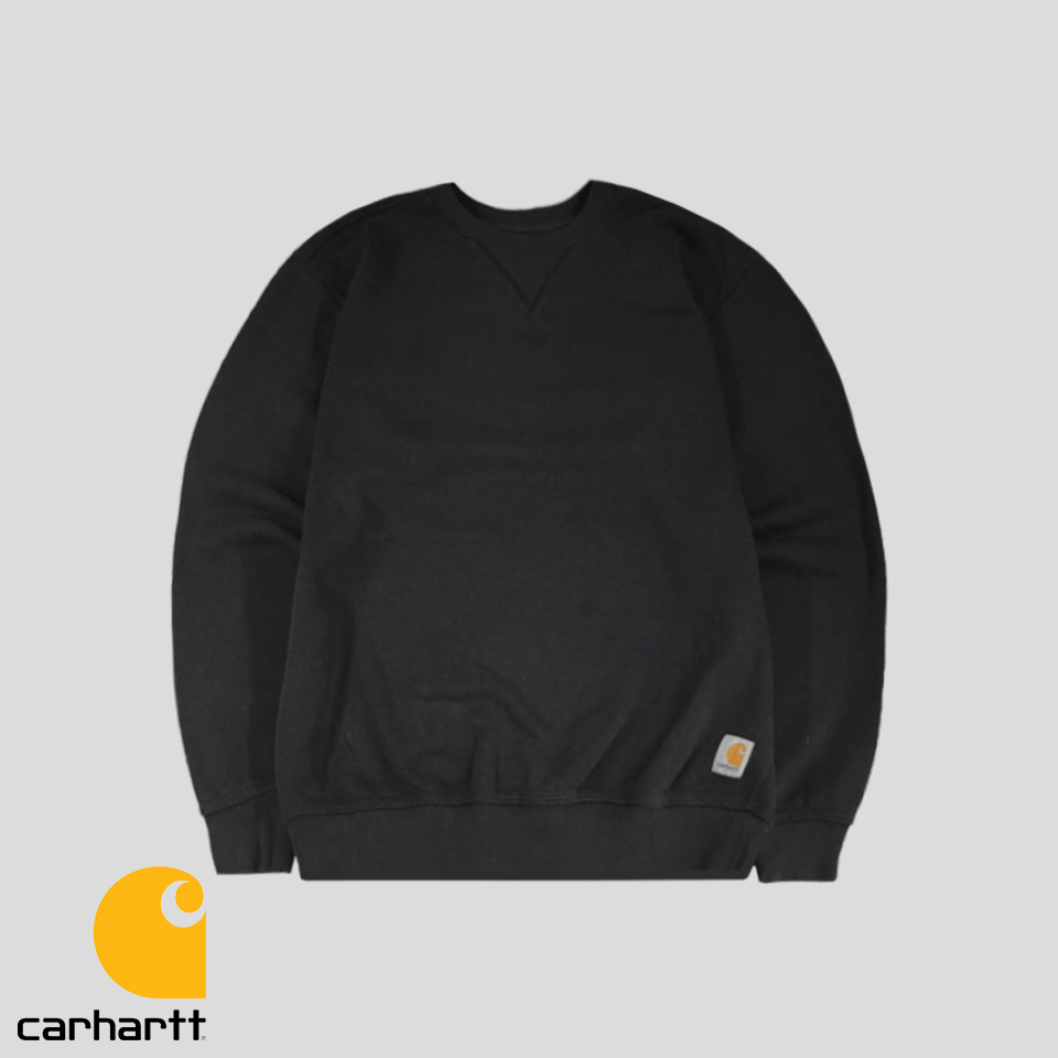 칼하트 피그먼트 블랙 미드웨이트 로고패치 코튼 혼방 기모 스웻 맨투맨 티셔츠 MADE IN MEXICO XL