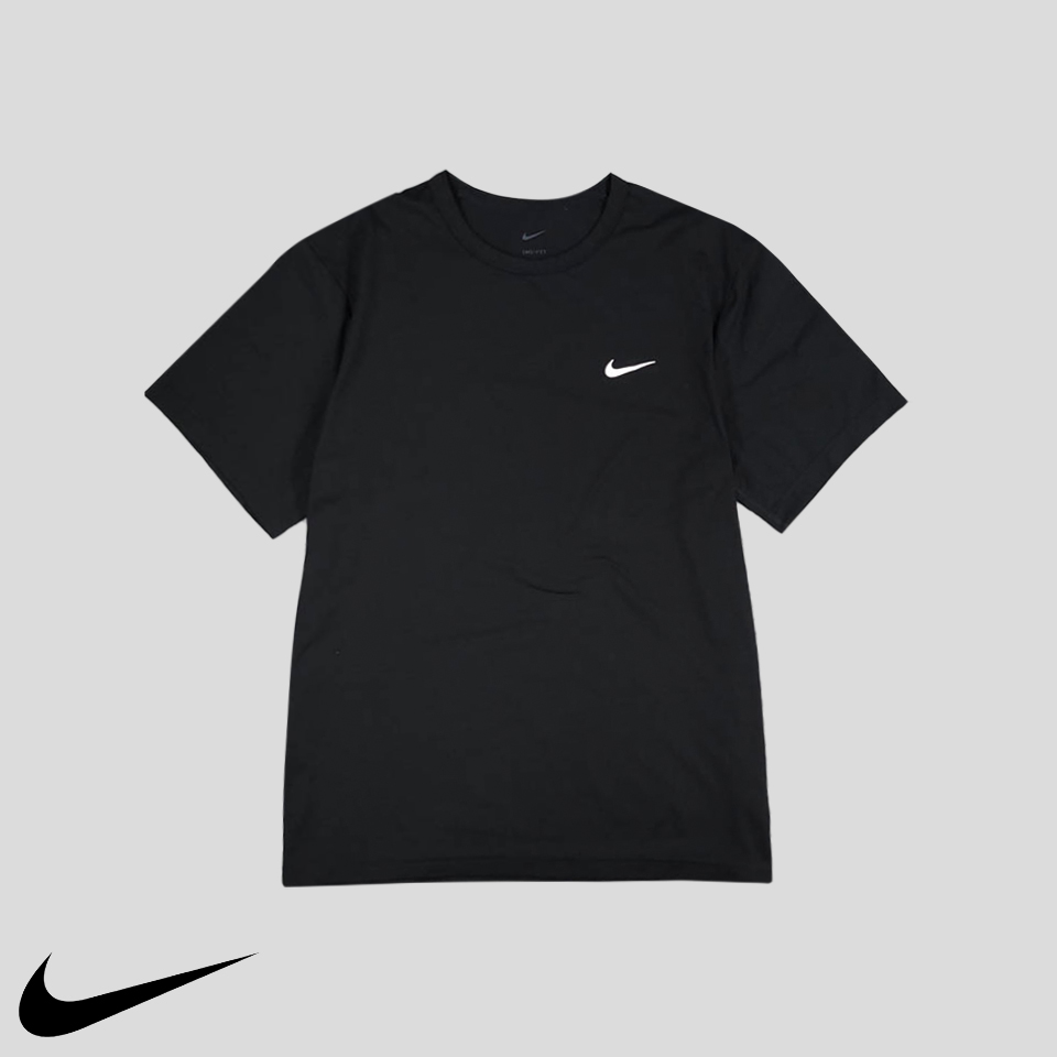 나이키 블랙 드라이핏 스우시 기능성 폴리 반팔 티셔츠 L