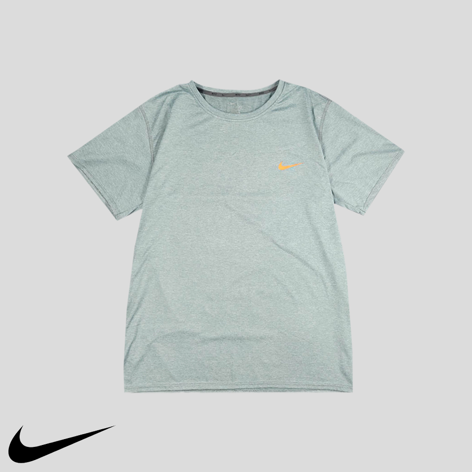 나이키 카키 그레이 네온 오렌지 스우시 드라이핏 폴리100 기능성 반팔 티셔츠 2XL